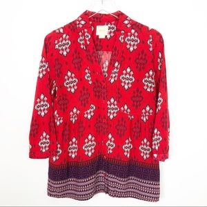 Anthropologie Maeve “Woodland Walk” Red Top Size 6